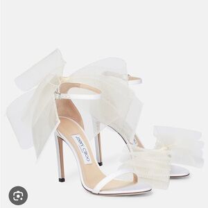 JIMMY CHOO size 37 iconic white bow heels! Worn for my bridal shower!